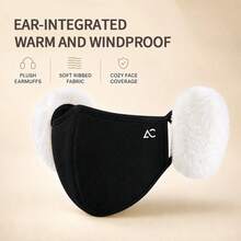 Autumn/Winter Integrated Plush Ear Warmers & Mask Women Accessories 3D Stereoscopic Face Shield Thermal Lining Cold-Proof Cycling Windproof Versatile Multi-Color Women Mask - Multicolor - View 9