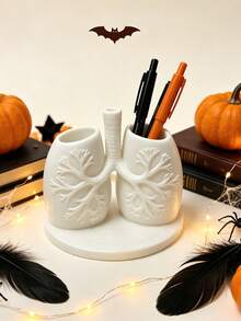 Creative Lung Anatomy Model Storage Tube, Fun Makeup Brush Holder, Desktop Decorative Ornament, Dual Lung Shaped Storage Container, Vanity Organizer, Suitable For Home Bathroom Bedroom Study Room Storage Accessories, Room Decor, Home Decoration, Medical Student Gift - Multicolor - View 7