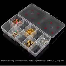 Clear-Lid Compartmentalized Nail Tip Storage Box – Organizer For False Nails And Nail Tips; Acrylic Container For Nail Care, Manicures, And Pedicures. - Multicolor - View 4