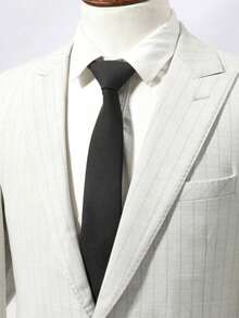 1pc Men's Fashion Suit Fabric Solid Color Tie - Black - View 2