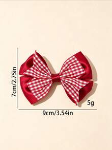 2pcs Red Multi-Layer Plaid Bow Hair Clips, College Style Versatile Hair Accessories Suitable For Daily Wear - Multicolor - View 2
