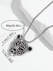1pc Fashionable European And American Personalized Hip Hop High-End Leopard Head Necklace Pendant Sweater Chain, Suitable For Men And Women Daily Street Party Wear - Multicolor - View 5