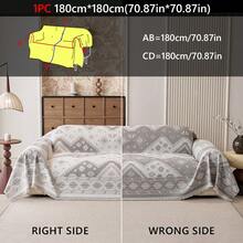 1pc Bohemian Geometric Tassel Sofa Throw, Universal Full Coverage Sofa Cover, Machine Washable Pet-Friendly Furniture Protector, Suitable For Living Room - Grey - View 12