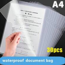 10/20/30pcs L-Shaped A4 File Folder, 2-Page Document Sleeve, Single-Sheet Clear File Holder, Transparent Sheet Protector For Office Use - Sets - View 8