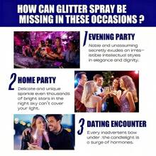 Spray de Brillo para Vestidos de Fiesta,Spray brillante con glitter, Spray de Glitter- Niebla Brillante Ultra Fina - Impulsa el Brillo de Tu Atuendo para Vestidos, Vestidos de Noche, Looks de Fiesta - Brillo a Punto para Fotos -perfecto para Halloween, Navidad y ocasiones especiales - Ver 8