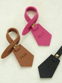 1PC Custom Initials Bag Charm For Handbags Customized Monogram Name Bag Tag Polygon Purse Charm Multicolor Lychee Vegan Leather Birthday Gift - Multicolor - View 6