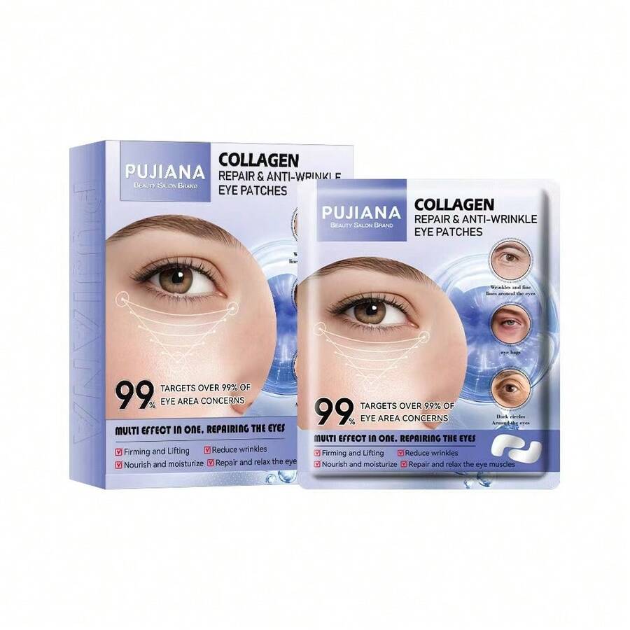PUJIANA 1 Kotak 20pcs Masker Mata Anti Kerut Perbaikan Kolagen, Memudarkan Lingkaran Hitam, Melembapkan dan Menghidrasi - 24K & Kolagen - View 1