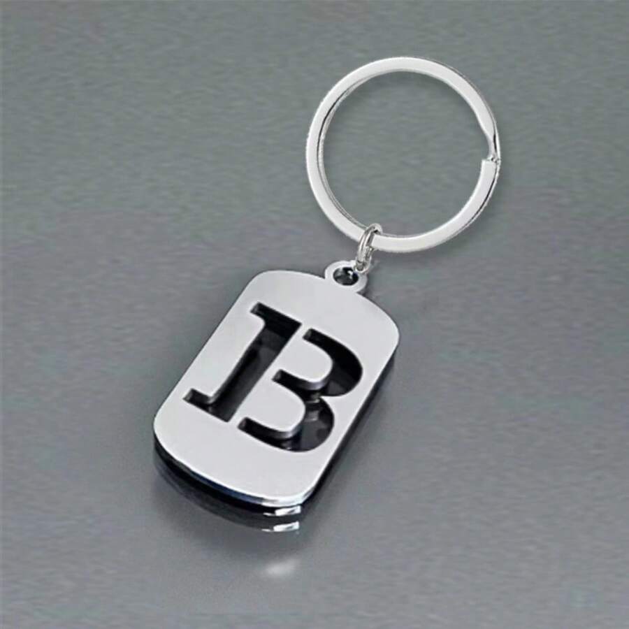 2pcs Creative Hollow 26 Letter Keychain, Stainless Steel Minimalist Personalized Key Chain Backpack Car Pendant Small Gift - Multicolor - View 1