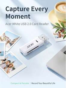 Acer Pembaca Kartu USB 2-in-1 T3-USB2.0, Casing ABS Putih, Konverter OTG Kartu Memori TF/SD, Pembaca Kartu Komputer Kecepatan Tinggi 528-USB2.0 - View 2
