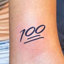 INKARTLINK 1PC Graffiti Style 100% Score Tattoo Sticker, Temporary Waterproof Body Art Tattoo Sticker, Lasts 2-5 Days, Water Transfer Colorful Tattoo Sticker, Suitable For Men And Women, Essential For People, Party Essential Decoration, Festival Body Decoration - Black - View 3