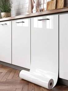 1 Roll White Furniture-Specific Bright White Kitchen Self-Adhesive Wallpaper, Suitable For Cabinets, Tables And Waterproof Doors - White - View 7