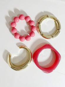 Fashion Old Money Style Exquisite Versatile Bracelet & Bangle Set, Designed For Vacation And Travel - 32975-bra-rose Pink - View 10