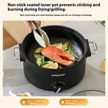 Multifunctional Electric Cooking Pot, Non‑Stick 3‑Gear Adjustable Heat Hot Pot, 360°Even Fast Heating, Transparent Glass Lid Anti‑Scald Handles, Detachable Power Cord For Stew Fry Steam Boil, For Home Dorm Use - Multicolor - View 6