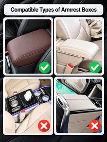 ROSEKEY 1pc Leopard Print Plush Car Center Console Armrest Cover, Soft Fuzzy Armrest Cushion Protector With 2 Side Storage Pockets, Universal Anti-Slip Auto Interior Organizer For Cars SUVs Trucks, Car Accessories For Women. - Armrest Pads - View 7