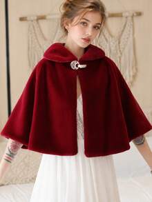 1pc Fashionable & Versatile Faux Mink Fur Bridal Shawl, Women's Simple New Design Bridal Wedding Shawl Jacket, Thick & Warm Shawl Wrap - A - View 9