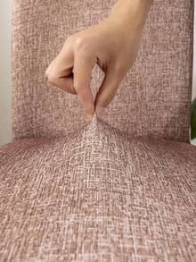 1pc European Minimalist Fashion Faux Linen Printed Elegant Home Decor Chair Cover, Suitable For Bedroom, Living Room, Kitchen, Study, Outdoor - Khaki - View 2