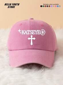1pc KATSEYE Cross Pattern Print Baseball Cap, Classic Casual Fashion Vintage Sun Protection Hat, Soft Sweat-Absorbing Band, Adjustable Size, Lightweight Sun Protection, Versatile Use, Suitable For Outdoor Sports, Daily Wear, Gatherings And Vacations. - A - View 11