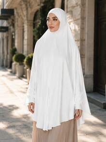1pc Women's Solid Color Muslim Hijab With Sleeves, Simple Outdoor Prayer Headscarf, Convenient Conservative Head Cover; Muslim Hijab Accessory, Fashionable Minimalist Sun Protection Breathable, Multiple Colors Available, All-Season Women's Headscarf - Multicolor - View 3