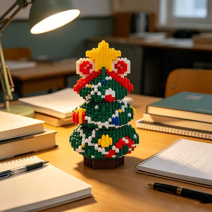 1 Set 3100 Pieces, 2026 New Exquisite Christmas Tree Building Blocks Decoration, Handmade DIY 3D Puzzle Model Ornament, Stress-Relieving High-Difficulty Puzzle, Room Decor, Office Desk Ornament, Suitable As A Gift For Friends