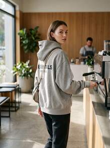 Fear Of God Essentials Core Hoodie Dark Oatmeal, Oversized Soft Fleece Pullover, Unisex Streetwear, Daily Outing, Casual Hang‑Out, Weekend Gathering - DARK OATMEAL - View 9