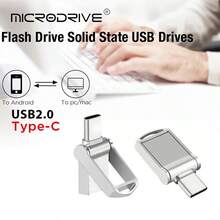 Microdrive 2‑In‑1 USB‑C USB2.0 Flash Drive, 360° Rotatable Metal Mini U Disk, Plug & Play Memory Stick For Type‑C Phone Laptop PC - View 10