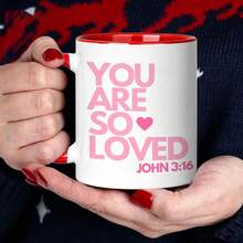You Are So Loved John 3:16 Coffee Mug, Inspirational Bible Verse Printed Ceramic Cup, Religious Faith‑Based Gift For Christian Friends Family Holiday Present - Multicolor - View 10