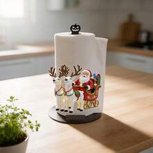 2D Creative Pattern Printed Paper Towel Holder Acrylic Material Vertical Roll Storage Rack Kitchen Dining Table Decor Ornament Simple Installation Suitable For Holiday Party Home Room Decoration (Paper Towels Not Included) - Multicolor - View 4