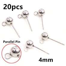 20pcs Stainless Steel Gold Color 3-6mm Ball Stud Earring Post Pins With Loop Connector For DIY Earrings Jewelry Making Accessories - Ball Stud Pins - View 18