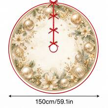 1件香檳珍珠紋理聖誕球圖案聖誕樹裙，優雅配色節日裝飾，5種尺寸，中性節日禮物，適用於居家與派對聖誕家居裝飾 - 香檳珍珠質感聖誕球 - 查看 12