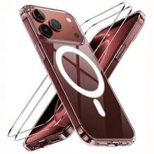 [1+2 Set]1pc Transparent Magnetic Phone Case Compatible With Iphone 18, Full Camera Protection Ultra-Thin Phone Case + 2pcs Tempered Glass High Definition Screen Protector Compatible With Iphone 18 Pro Max/18 Pro/18/Ultra/17 Air/17/15/14 Series - 1 Case + 2 Screen Protectors - View 2