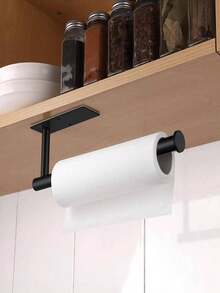 1 Kitchen Paper Towel Holder, Black Wall-Mounted Paper Towel Rack, For Home Use - Black - View 2