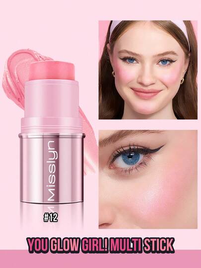 MISSLYN 1pc You Glow Girl! Multi-Function Face Stick, Cream-To-Powder Silky Texture, Fine Pearl Soft Focus With Vitamin E, Face Stick Blush/Highlighter, Daily/Party, Glass Skin/Soft Glam/Sweet Style, Cream Blush Stick