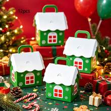 12pcs/Pack Christmas Party Gift Decoration Boxes Candy Cookie Boxes Christmas 3D Paper Boxes Handheld Carry Boxes Decorative Paper Boxes - View 10