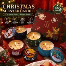 Bộ 4 nến thơm quà tặng Giáng Sinh, đồ trang trí nhà cửa Noel, quà tặng lễ hội hoàn hảo để trang trí nhà cửa - Nhiều màu - Xem 1