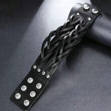 2pcs Punk Style Sports Casual Geometric Design Bracelets, Suitable For Men's Party, Sports, Fashion Wear, Exquisite Bracelet Gift For Men - Black - View 6