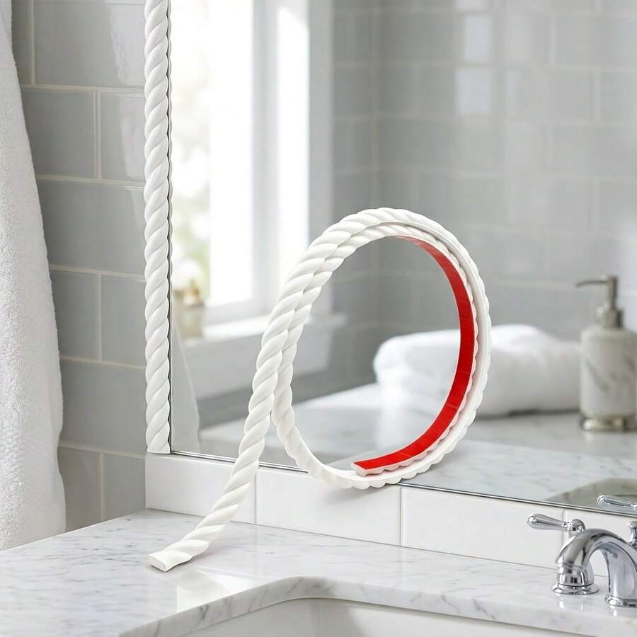 White Twisted Rope Decorative Wall Sticker, Self-Adhesive Flexible Decorative Line, Soft Wear-Resistant 3D Peel And Stick Wall Edge Trim, Suitable For Ceiling, Baseboard, Mirror Frame, Door, Bedroom, Living Room Home Renovation - Multicolor - View 1