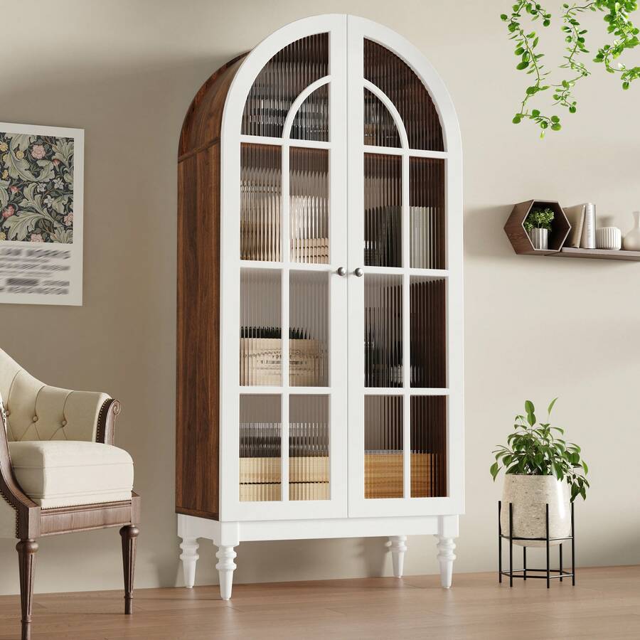 Sideboard Made Of Wood With Doors Farmhouse White - White - View 1
