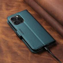 eaacaa 1pc PU Leather Flip Wallet Phone Case Compatible With Apple 18ProMax/18Pro/18/17e/17ProMax/16ProMax/16Pro/16Plus/15ProMax/15plus/13ProMax/13pro/14ProMax/14Pro/14plus/12ProMax/12Pro/11ProMax/14/13/12/11/7/8/X/XS/XR Series And G06, Full Coverage Multi-Angle Protection Phone Cover - Green - View 10
