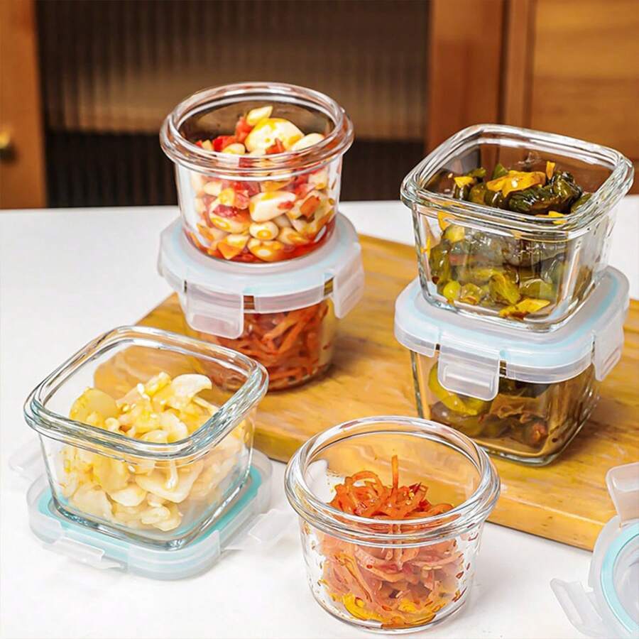 1个高硼硅玻璃食品储存容器，密封罐，适用于婴儿食品、微波炉和洗碗机 - 非常适合存放零食、蘸酱等。