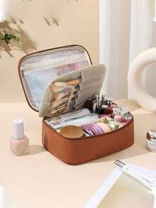 1pc Travel Makeup Bag, Multifunctional Cosmetic Organizer Bag, Waterproof Toiletry Bag, Portable Handheld Makeup Bag, Women's Travel Storage Bag, Cosmetic Storage Bag, Travel Accessories, Travel Essentials, Vacation Must-Haves, Bathroom Essentials, Suitable For Storing And Organizing Lipstick, Makeup Brushes, Eyeshadow Palettes, Skincare Creams, Tissues, Face Masks, Cosmetics, Etc., Gift For Mother, Christmas Gift - Multicolor - View 14