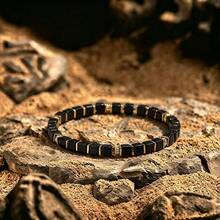 Skyddande armband i vintage stil med svarta fyrkantiga agatpärlor, avvisar all negativ energi, lämpligt för dagligt bruk, spirituellt smycke, handgjord accessoar i natursten, allergivänlig - Multifärgad - Visa 3