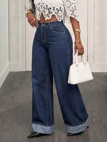 Women's Casual Straight Leg Denim Jeans, With Pockets And Button Zipper, Non-Stretch Long - Tannin Original Color - View 3
