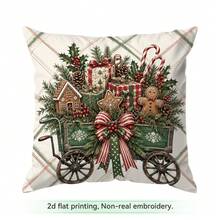 4pcs/1pc Gingerbread Man Carriage Christmas Pattern Pillow Case Without Insert, Single Side Printed Pillow Case, Suitable For Living Room Bedroom Home Decor, All Season Pillow Case - Multicolor - View 14