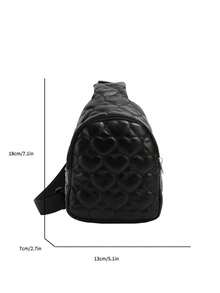 1 pc Tas Dada Anak Fashion dengan Penutup Ritsleting, Bordir, Warna Polos, Kulit PU, Tas Selempang Bentuk Hati - A - View 3