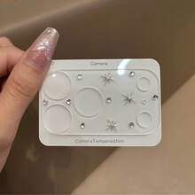 Shiny Star Rhinestone Decorated Camera Lens Protector Film, High Definition Transparent Glass Lens Sticker, Anti-Scratch Camera Lens Cover, Sparkling Rhinestone Lens Protector Film, Suitable For Smartphone Rear Camera - Clear - View 4