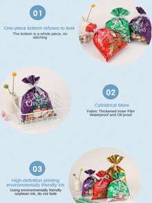 Set 10 Tas Hadiah Natal, Tas Permen Malam Natal dengan Tali Serut, Tas Dekorasi Natal, Tas Kado - Beraneka warna - View 5