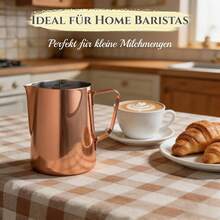 Copper-Colored Stainless Steel Barista Milk Pitcher With Measurement Scale (330 Ml), Practical Frothing Pitcher For Fine Milk Foam During Cozy Coffee Rounds With Friends - Bronze - View 8