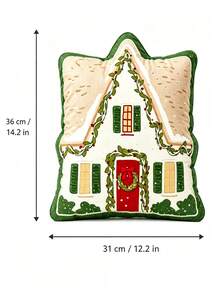 Gingerbread House Shaped Christmas Throw Pillow, Holiday Pattern Decorative Cushion, Suitable For Sofa Bed, Winter Home Decor - Multicolor - View 5