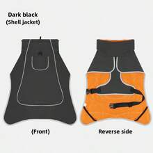 1pc Dog Raincoat - Waterproof Dog Jacket, Windproof Coat, Dog Raincoat, Adjustable, With Reflective Strips, Green And Black Color Matching - Black - View 17