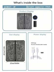 AXH Foldable Foot Massager, Electric Foot Massage Mat, Muscle Stimulation Massager - Black - View 9